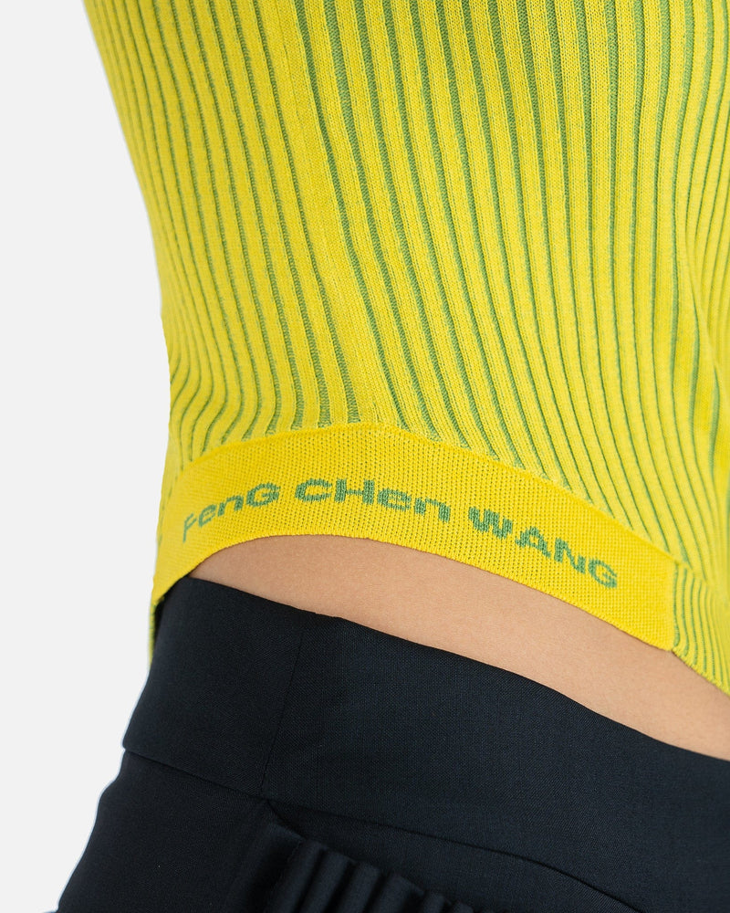Feng Chen Wang Women Tops Cut Away Ribbed Knit in Yellow