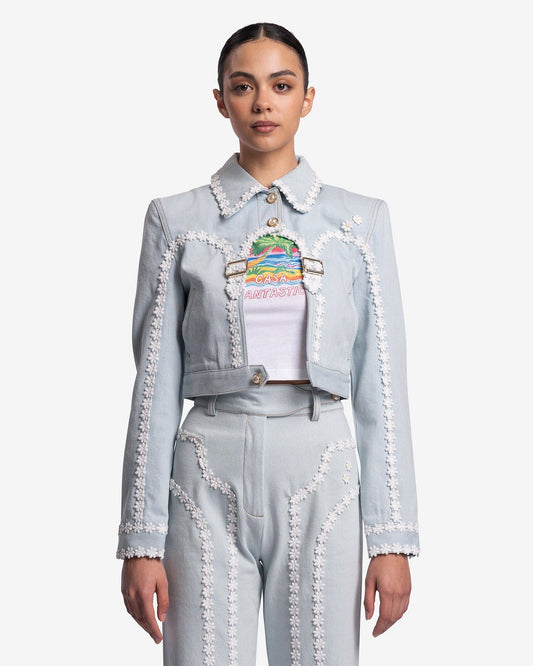 Casablanca Women Jackets Cut-Out Arch Denim Jacket in Bleached Denim