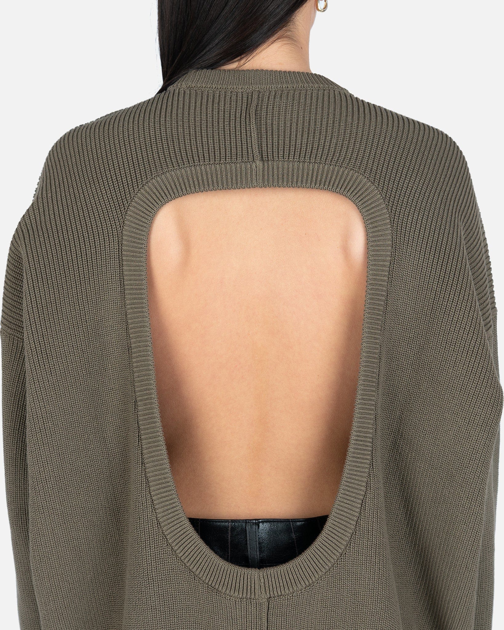 Peter Do Women Sweaters Cut Out Crew Neck Sweater in Olive