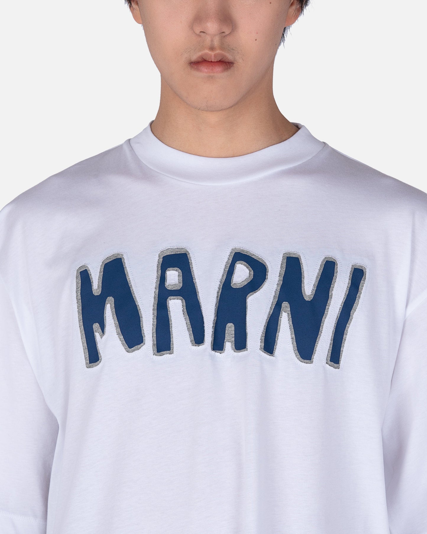 Marni Men's T-Shirts Cut Out Logo T-Shirt in Lily White
