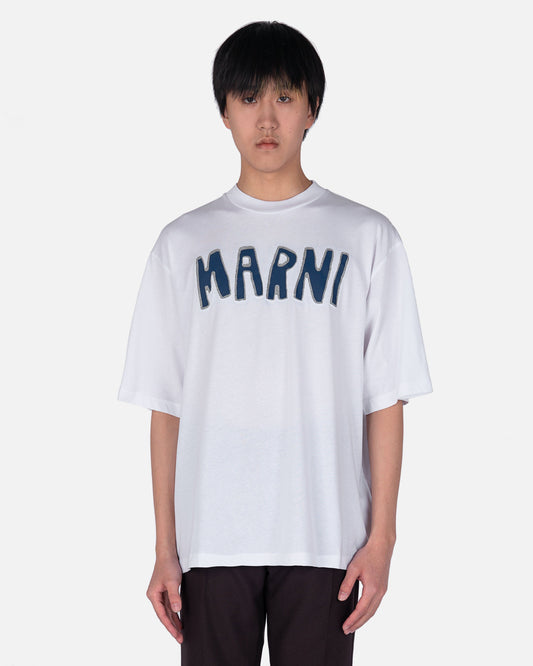 Marni Men's T-Shirts Cut Out Logo T-Shirt in Lily White