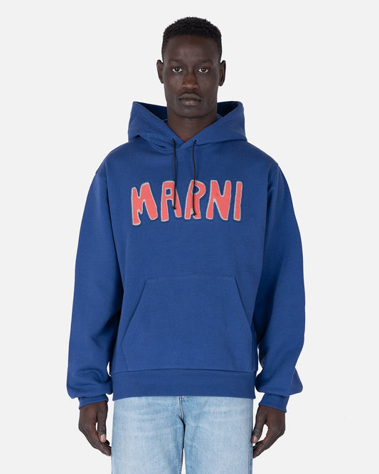 Marni Men's Sweatshirts Cutoff Logo Brushed Sweatshirt in Ocean
