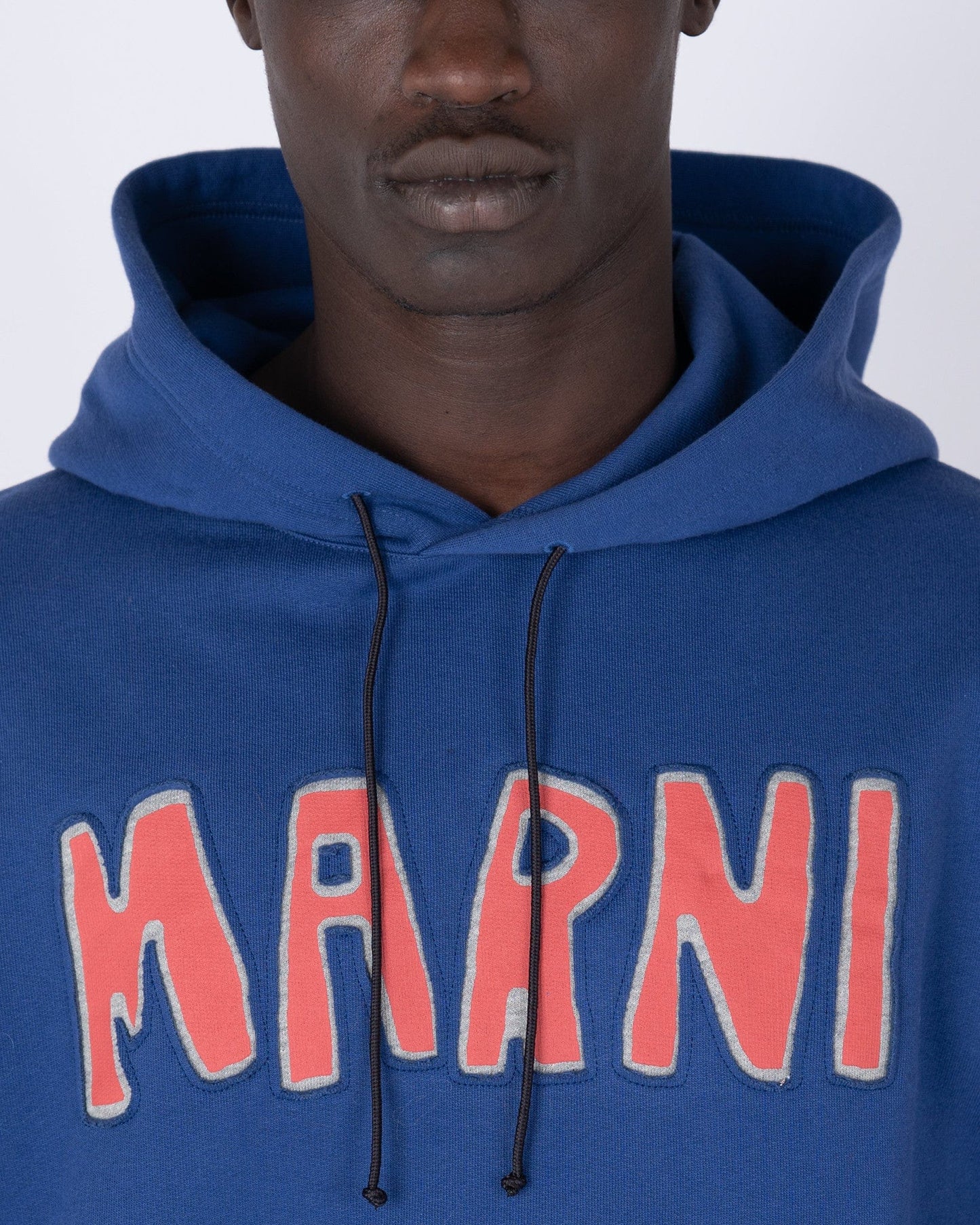 Marni Men's Sweatshirts Cutoff Logo Brushed Sweatshirt in Ocean