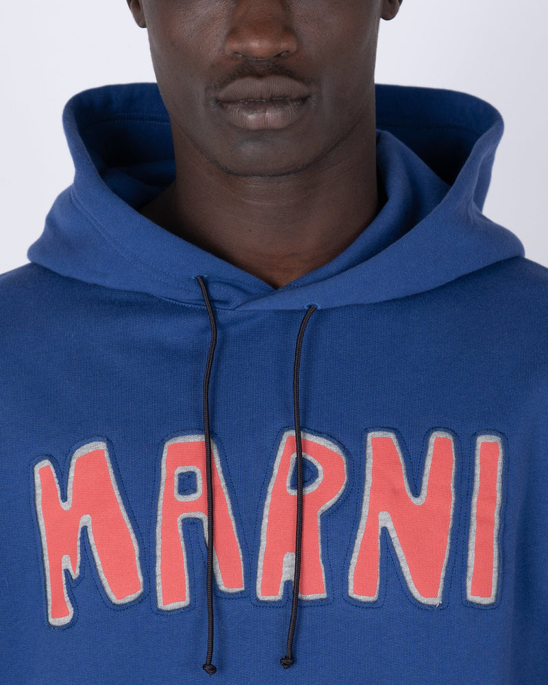 Marni Men's Sweatshirts Cutoff Logo Brushed Sweatshirt in Ocean