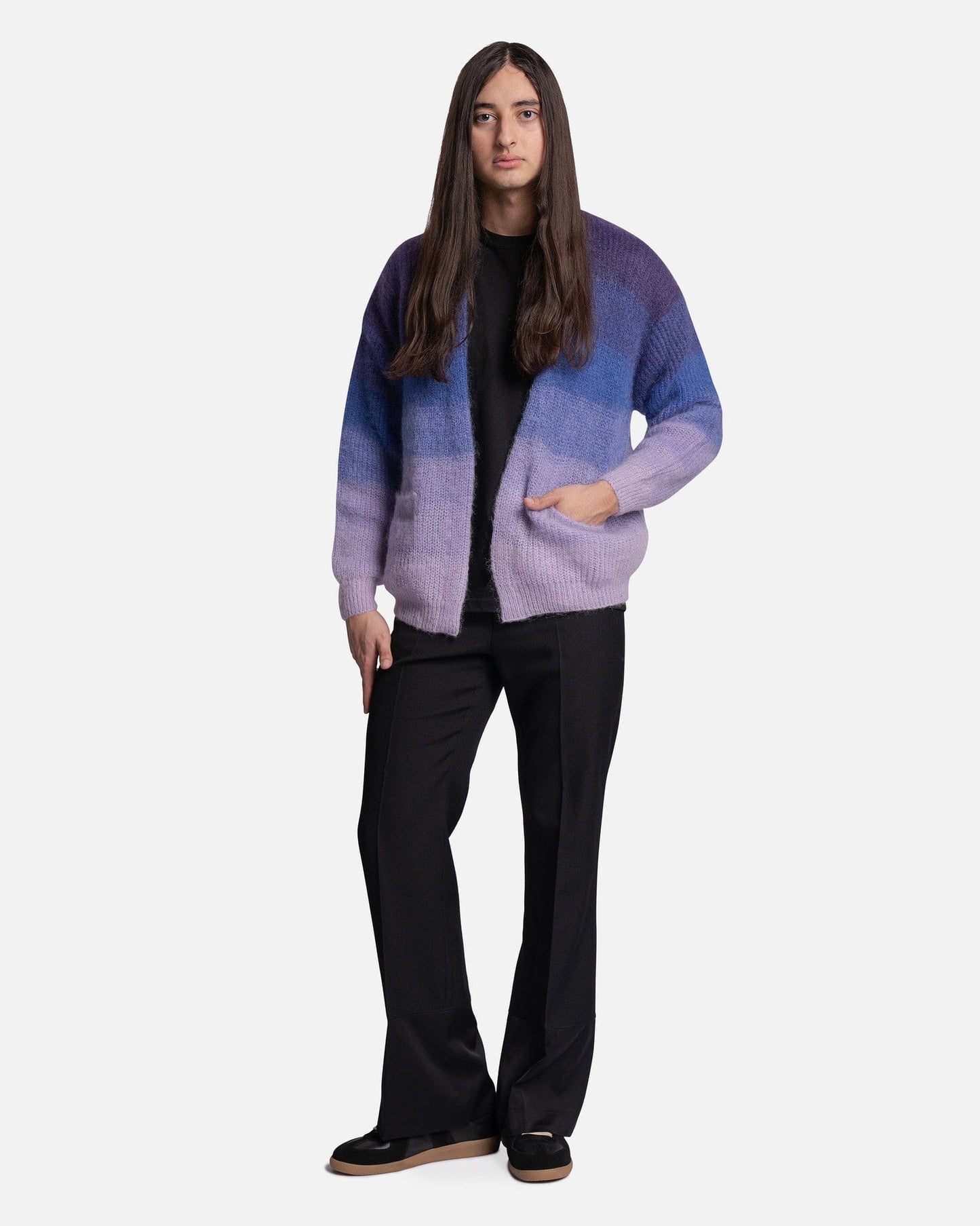 Isabel Marant Homme Men's Sweater Danah Cardigan in Royal Blue/Lilac