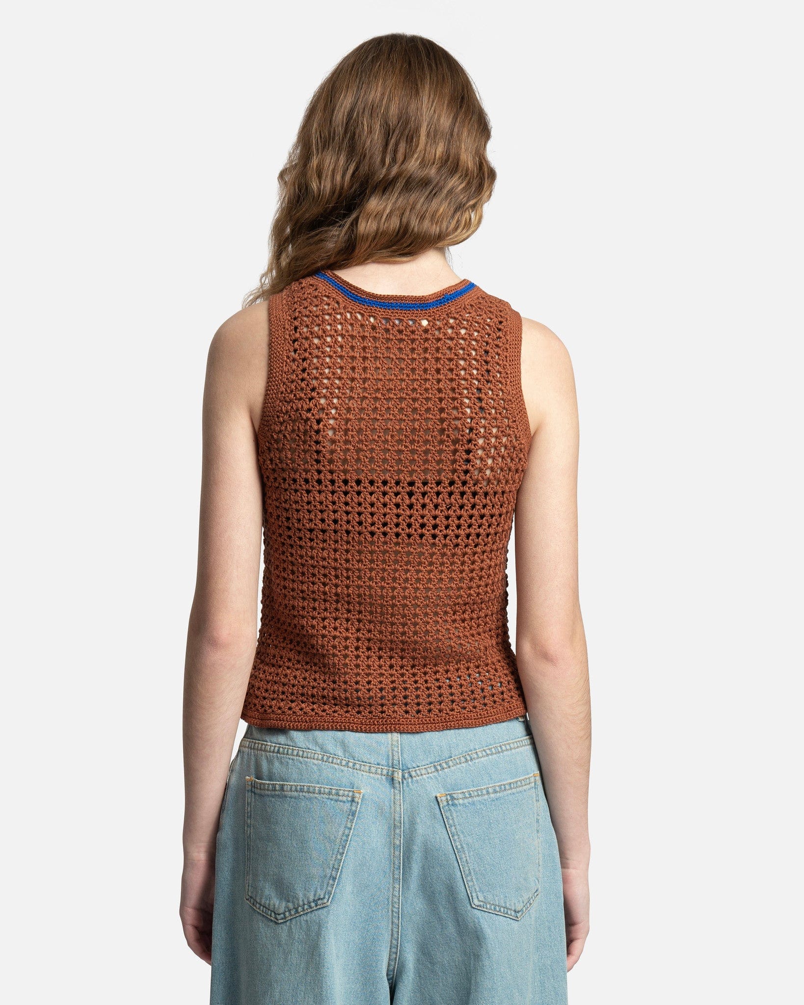 Wales Bonner Women Tops Dance Crochet Vest in Brown