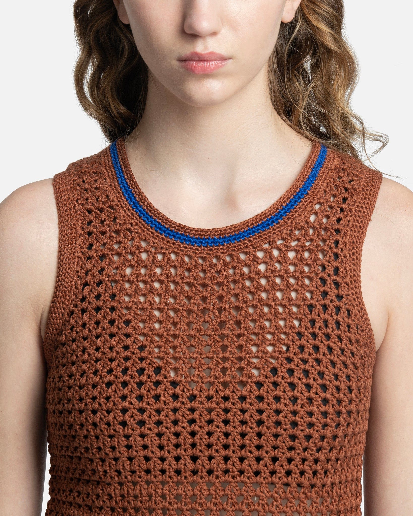 Wales Bonner Women Tops Dance Crochet Vest in Brown