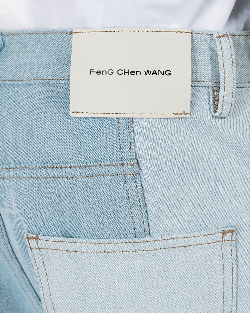 Feng Chen Wang Men's Jeans Deconstructed Jeans in Blue/Light Blue