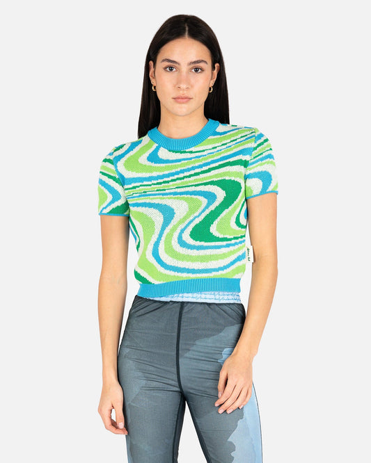Andersson Bell Women Tops Della Jacquard Knit Top in Blue/Green
