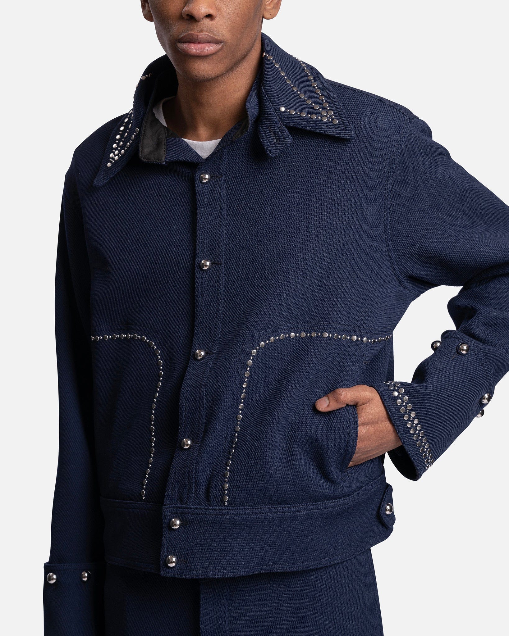 Wales Bonner Men's Jackets Delta Studded Jacket in Navy