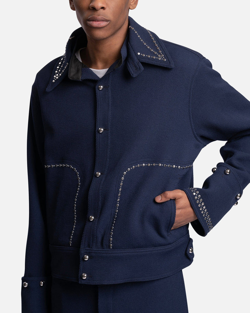 Wales Bonner Men's Jackets Delta Studded Jacket in Navy