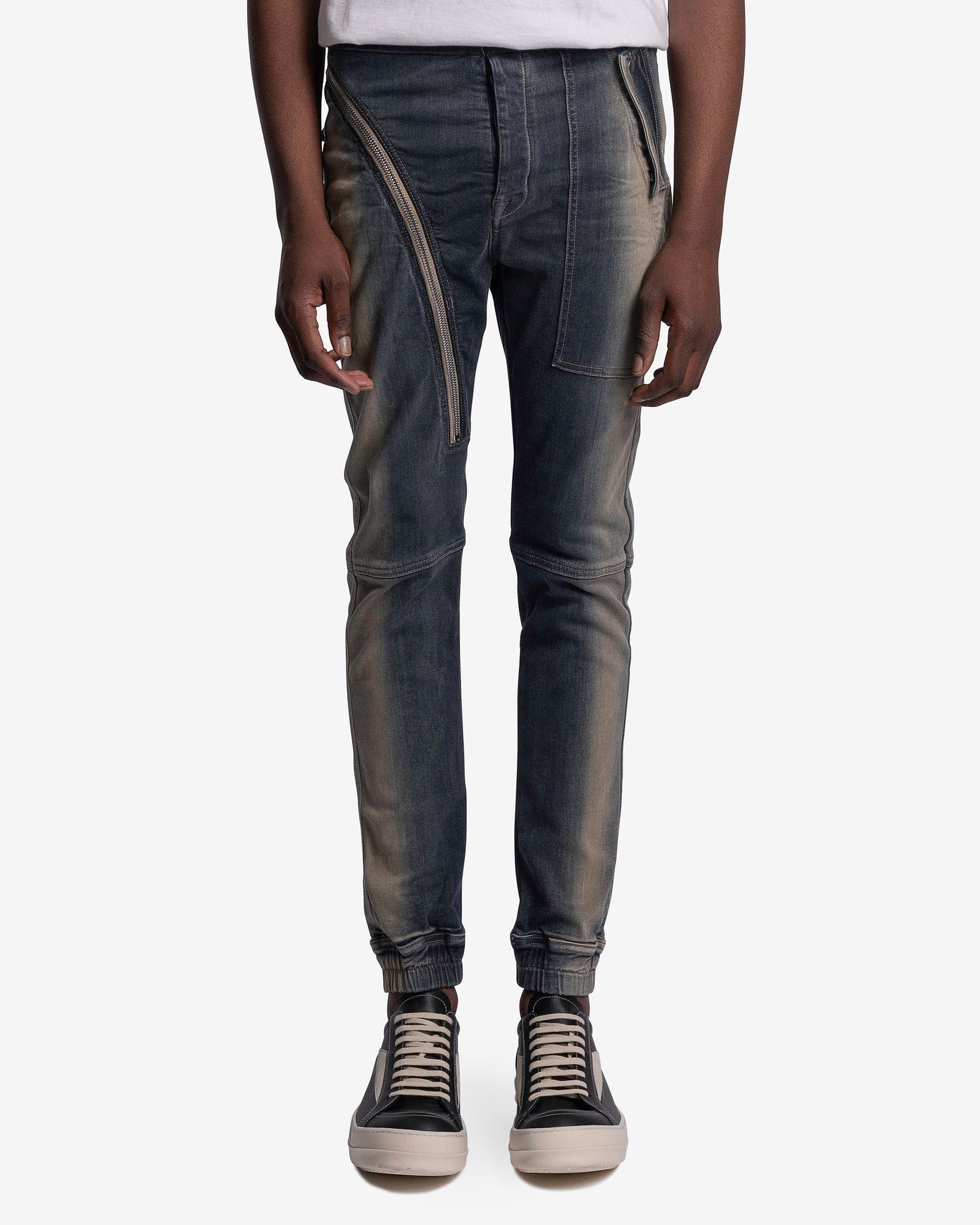 Rick Owens DRKSHDW Men's Pants Denim Aircut Joggers in Mineral Pearl Degrade
