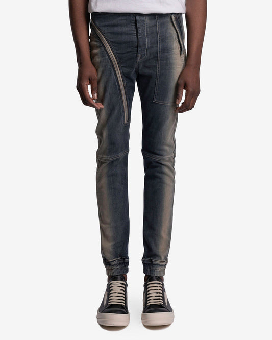 Rick Owens DRKSHDW Men's Pants Denim Aircut Joggers in Mineral Pearl Degrade