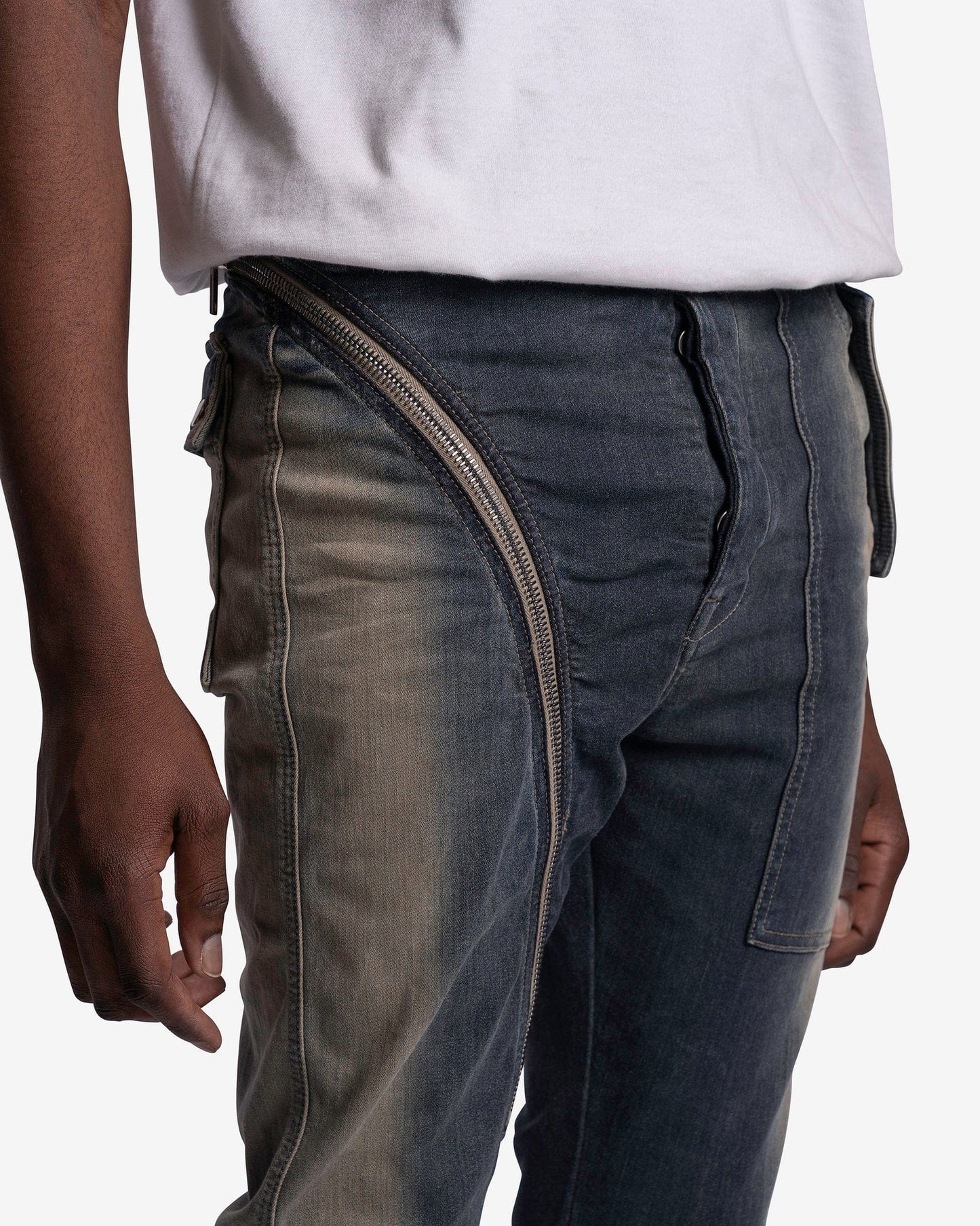 Rick Owens DRKSHDW Men's Pants Denim Aircut Joggers in Mineral Pearl Degrade