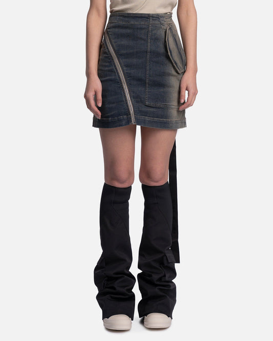 Rick Owens DRKSHDW Women Skirts Denim Aircut Mini in Mineral Pearl Degrade