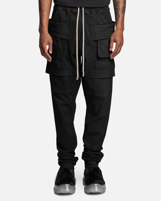 Rick Owens DRKSHDW Men's Pants Denim Creatch Cargo Drawstring in Black