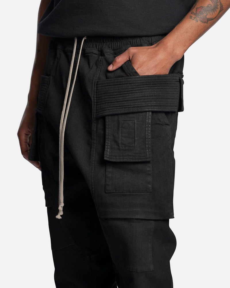 Rick Owens DRKSHDW Men's Pants Denim Creatch Cargo Drawstring in Black