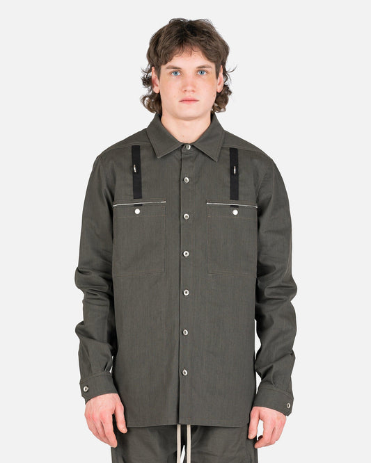 Rick Owens DRKSHDW Men's Shirts Denim Outershirt in Dark Dust