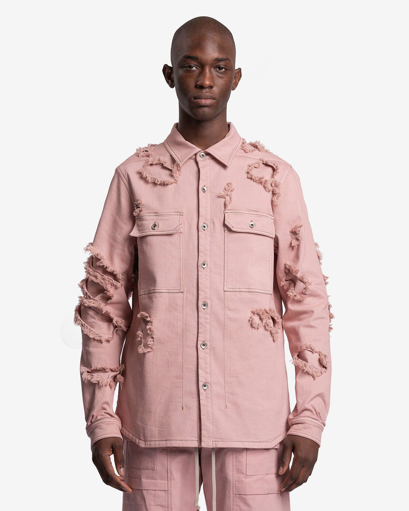 Rick Owens DRKSHDW Men's Shirts Denim Outershirt in Faded Pink