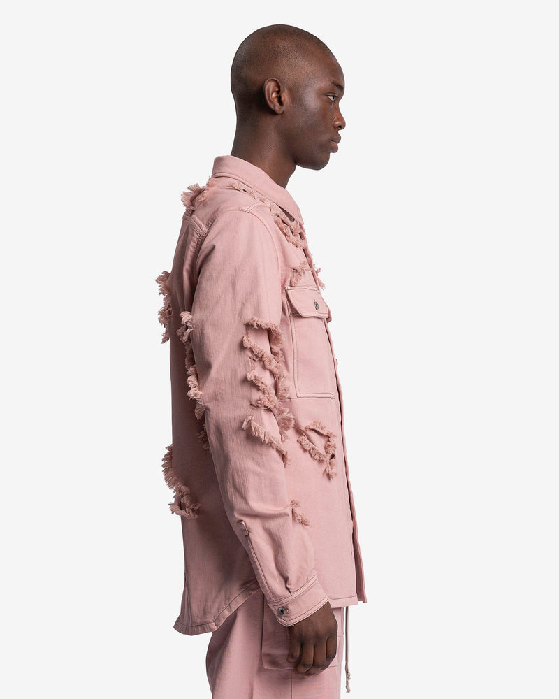 Rick Owens DRKSHDW Men's Shirts Denim Outershirt in Faded Pink