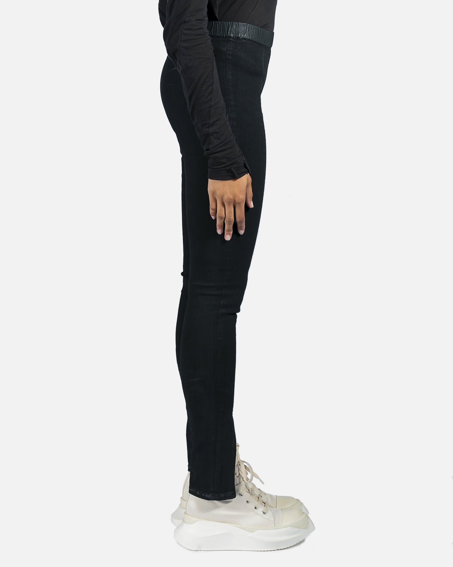 Rick Owens DRKSHDW Women Pants Denim Slit Front Leggings in Black