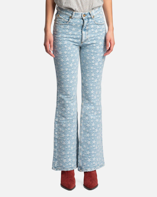 ERL Women Pants Denim Star Jacquard Pants in Blue