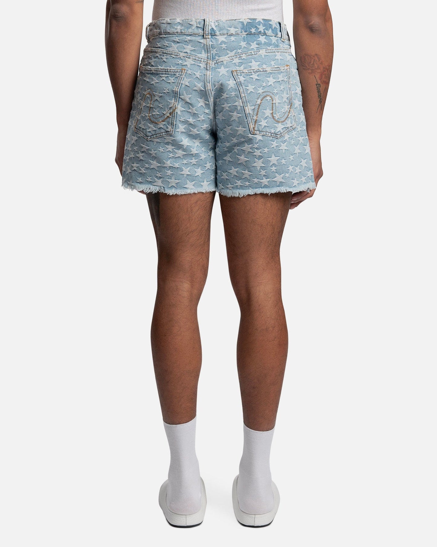ERL Men's Shorts Denim Star Jacquard Shorts in Blue