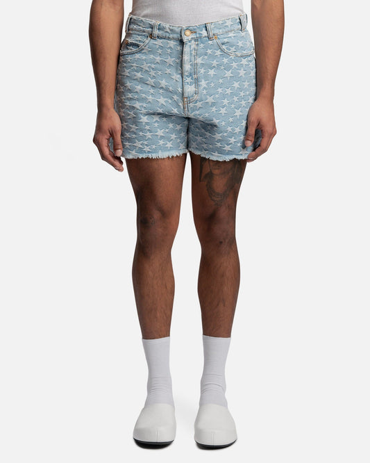 ERL Men's Shorts Denim Star Jacquard Shorts in Blue
