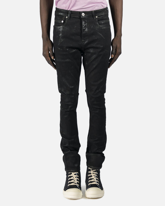 Rick Owens DRKSHDW Men's Pants Detroit Cut Denim in Black Foil
