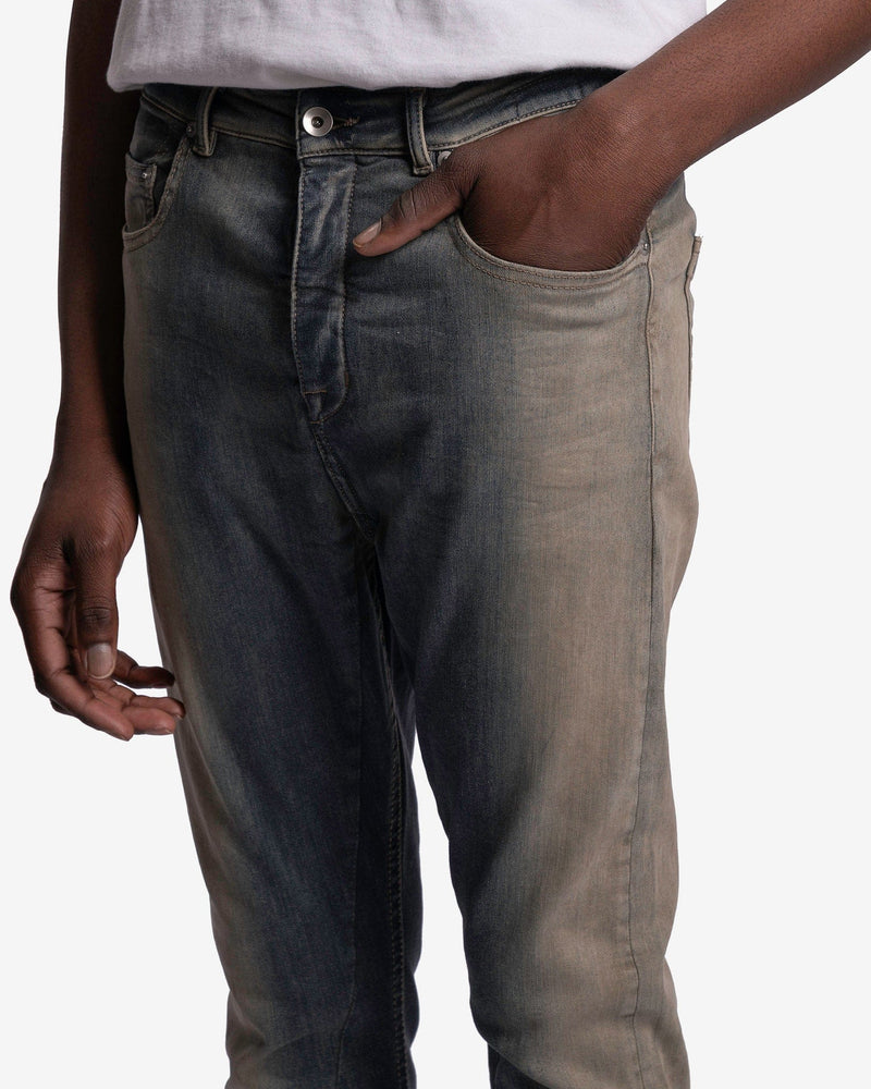 Rick Owens DRKSHDW Men's Jeans Detroit Cut Denim in Mineral Pearl Degrade