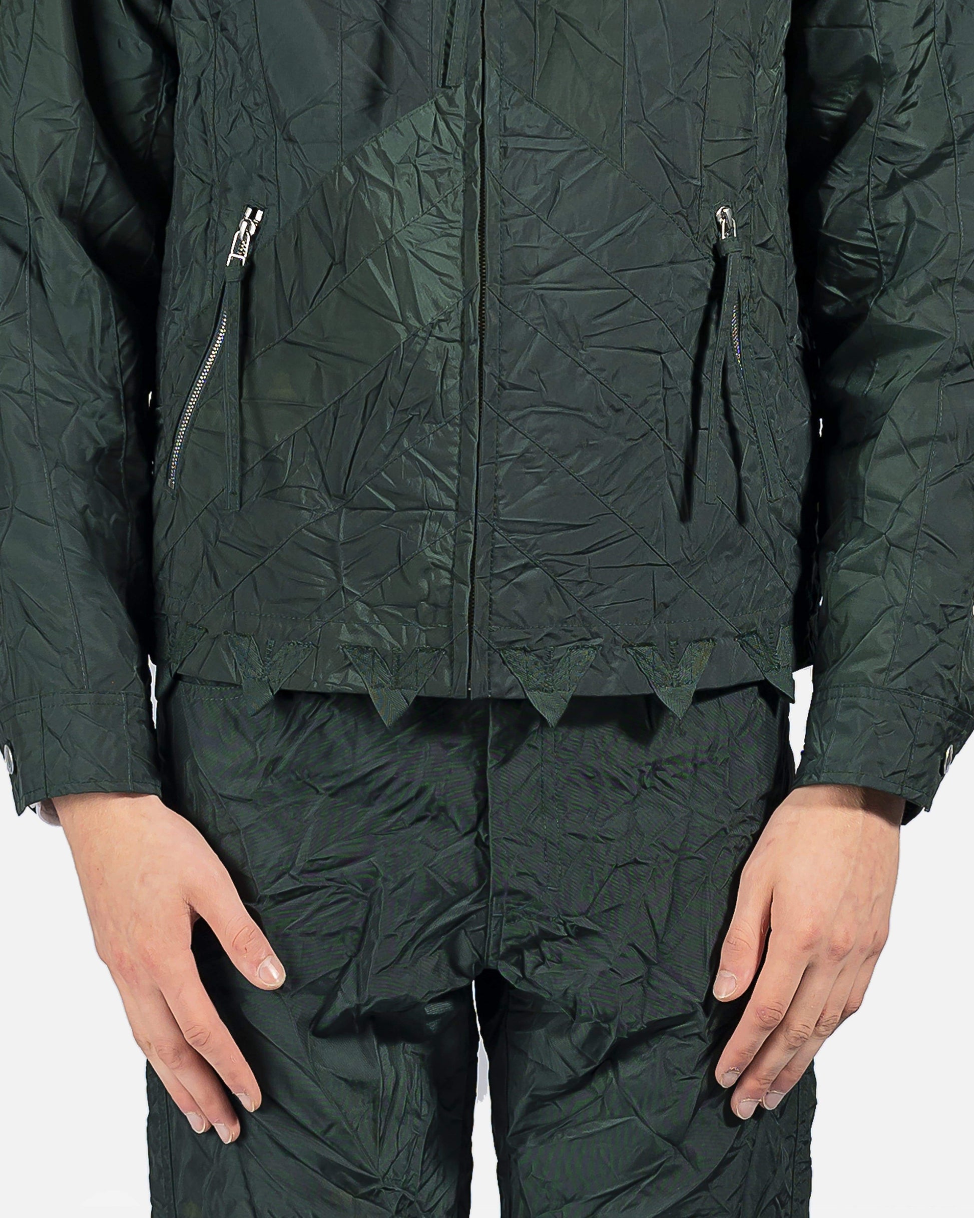KANGHYUK Men's Jackets Diagonal Slashed Airbag Jacket in Dark Green