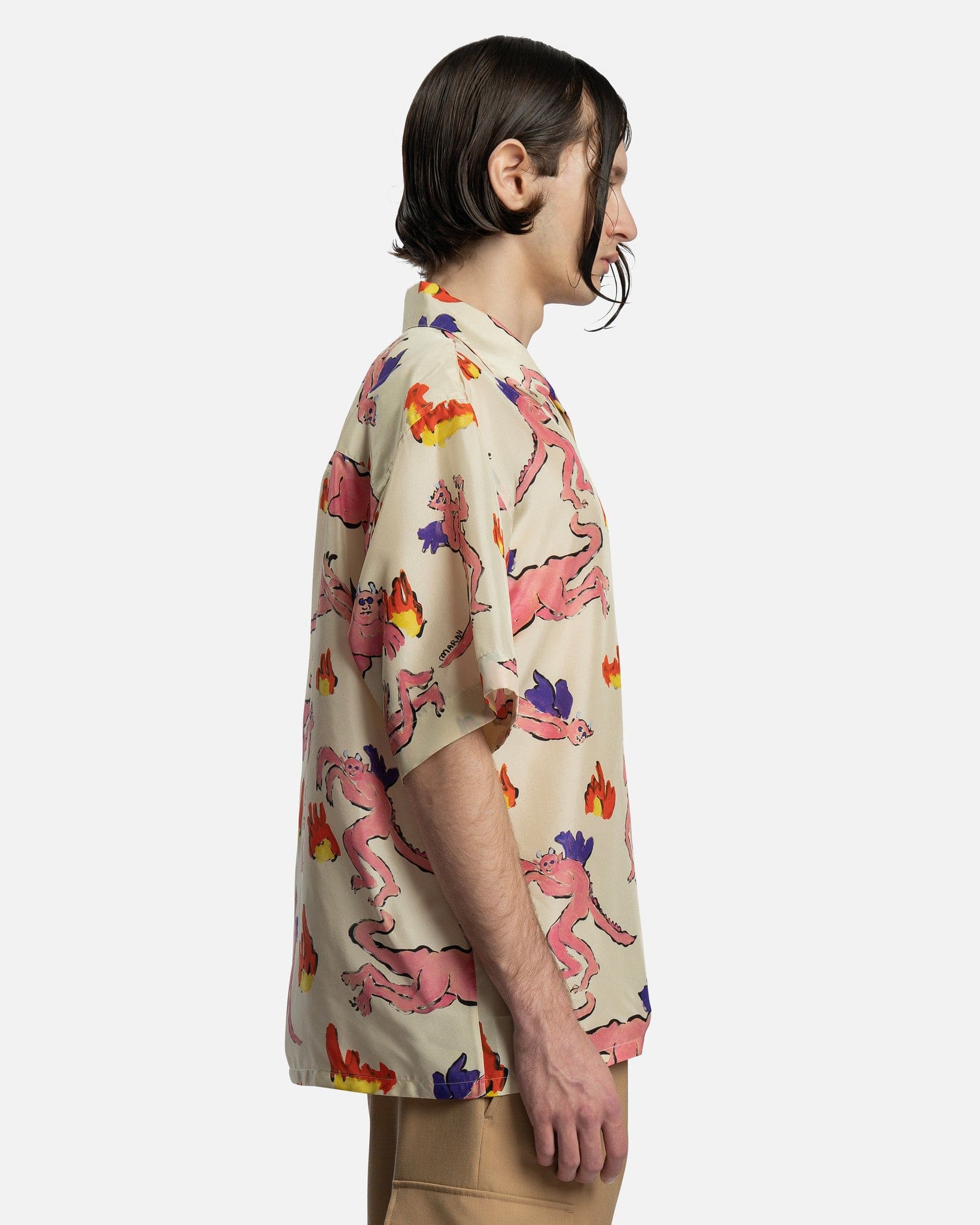 Marni Men's Shirts Diavoli Silk Habot AI Shirt in Ivory