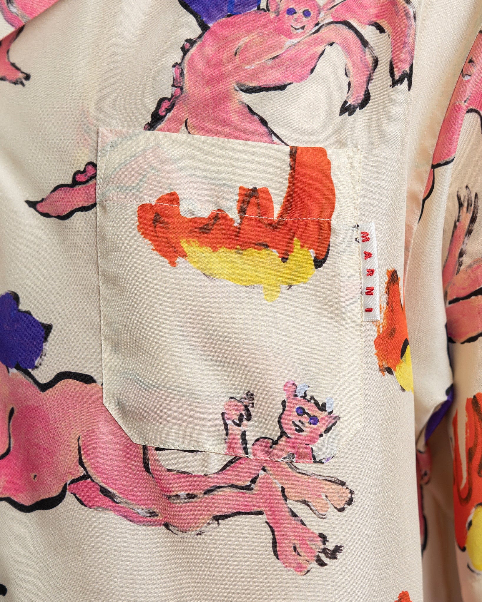 Marni Men's Shirts Diavoli Silk Habot AI Shirt in Ivory
