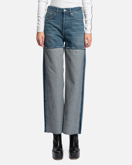 MM6 Maison Margiela Women Pants Distressed 5 Pocket Pants in Medium Blue