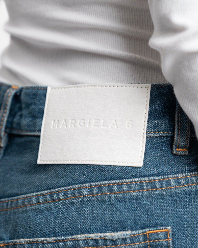 MM6 Maison Margiela Women Pants Distressed 5 Pocket Pants in Medium Blue