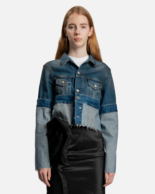 MM6 Maison Margiela Women Jackets Distressed Denim Jacket in Medium Blue