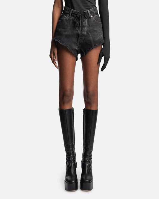 Maison Margiela Women Shorts Distressed Denim Shorts in Washed Black