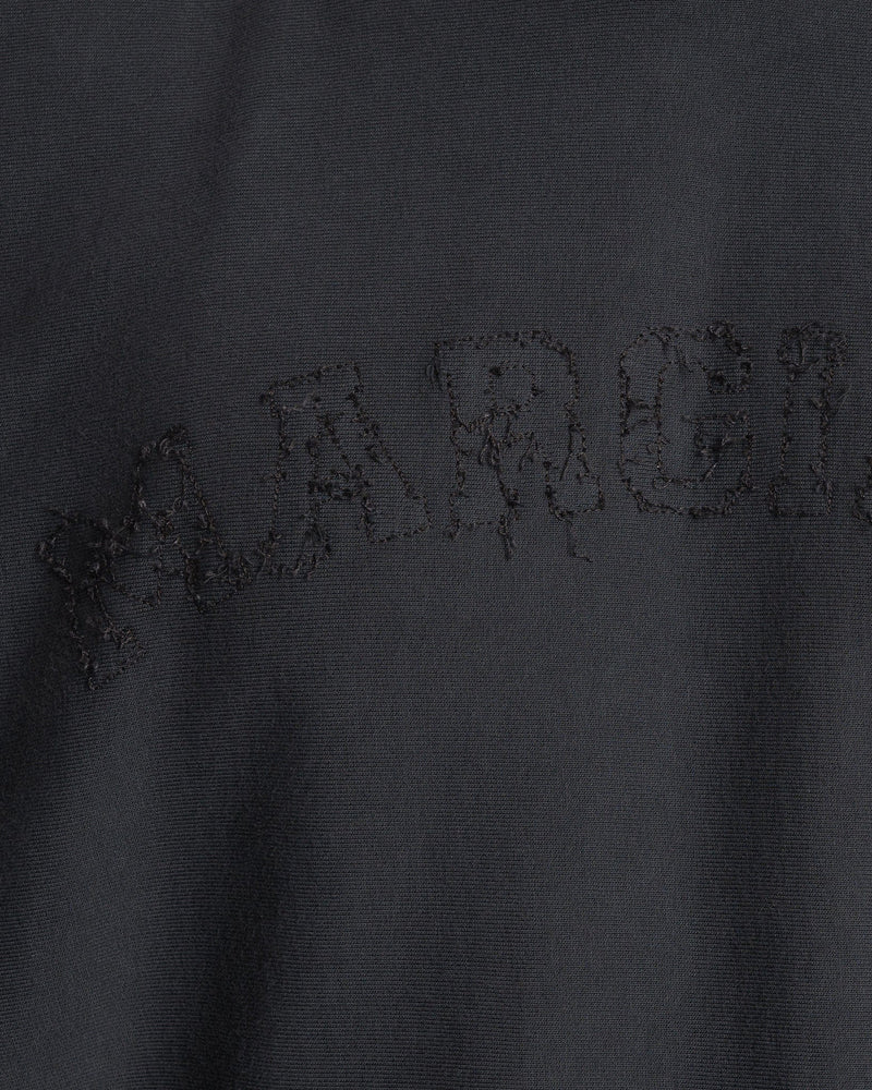 Maison Margiela Men's Sweatshirts Distressed Logo Fleece Hoodie in Black Delavè