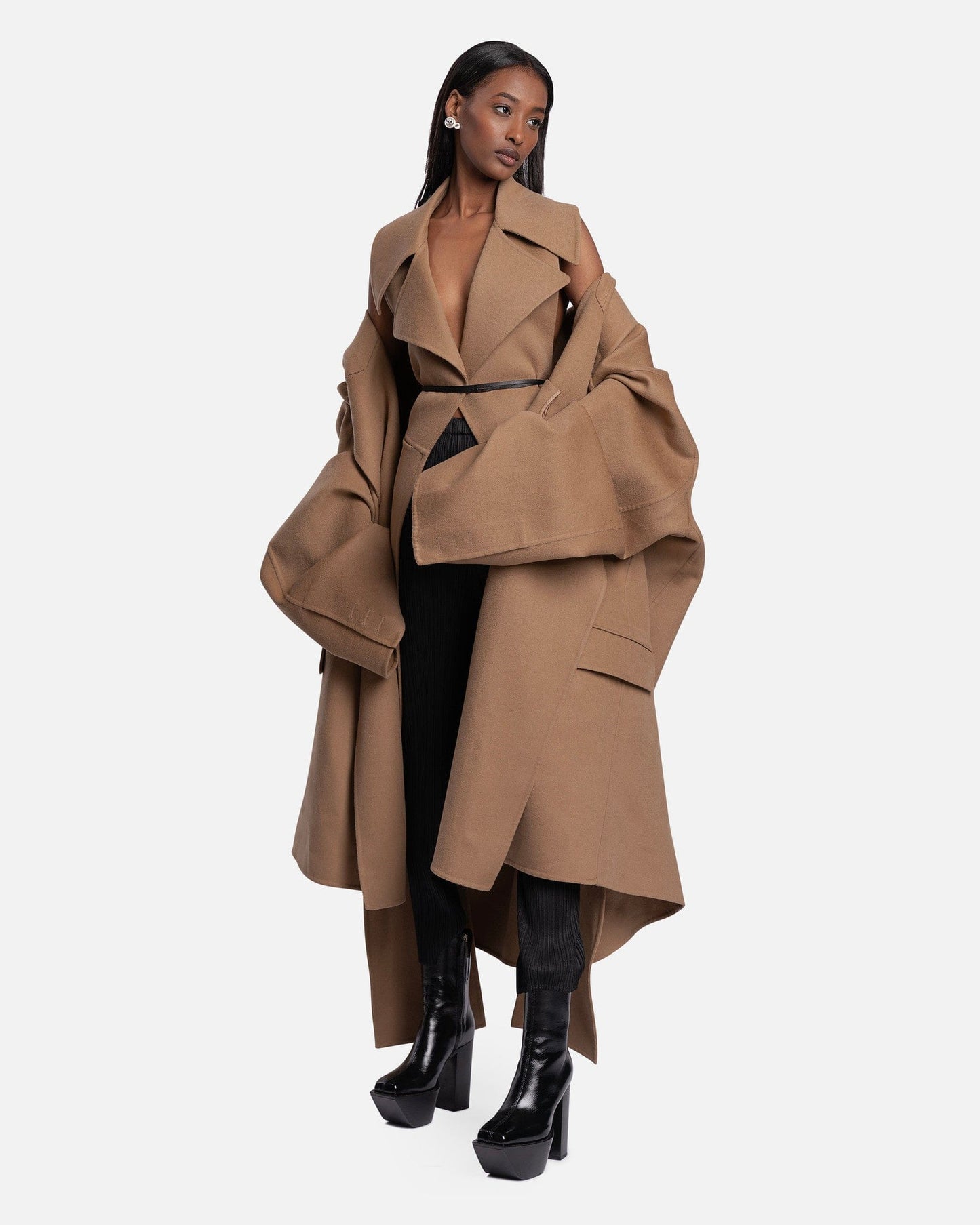 Peter Do Women Jackets O/S Double-Face Detachable Coat in Camel