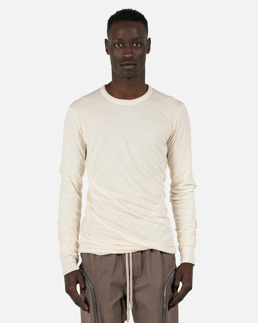Rick Owens Men's T-Shirts Double Layer Longsleeve T-Shirt in Natural