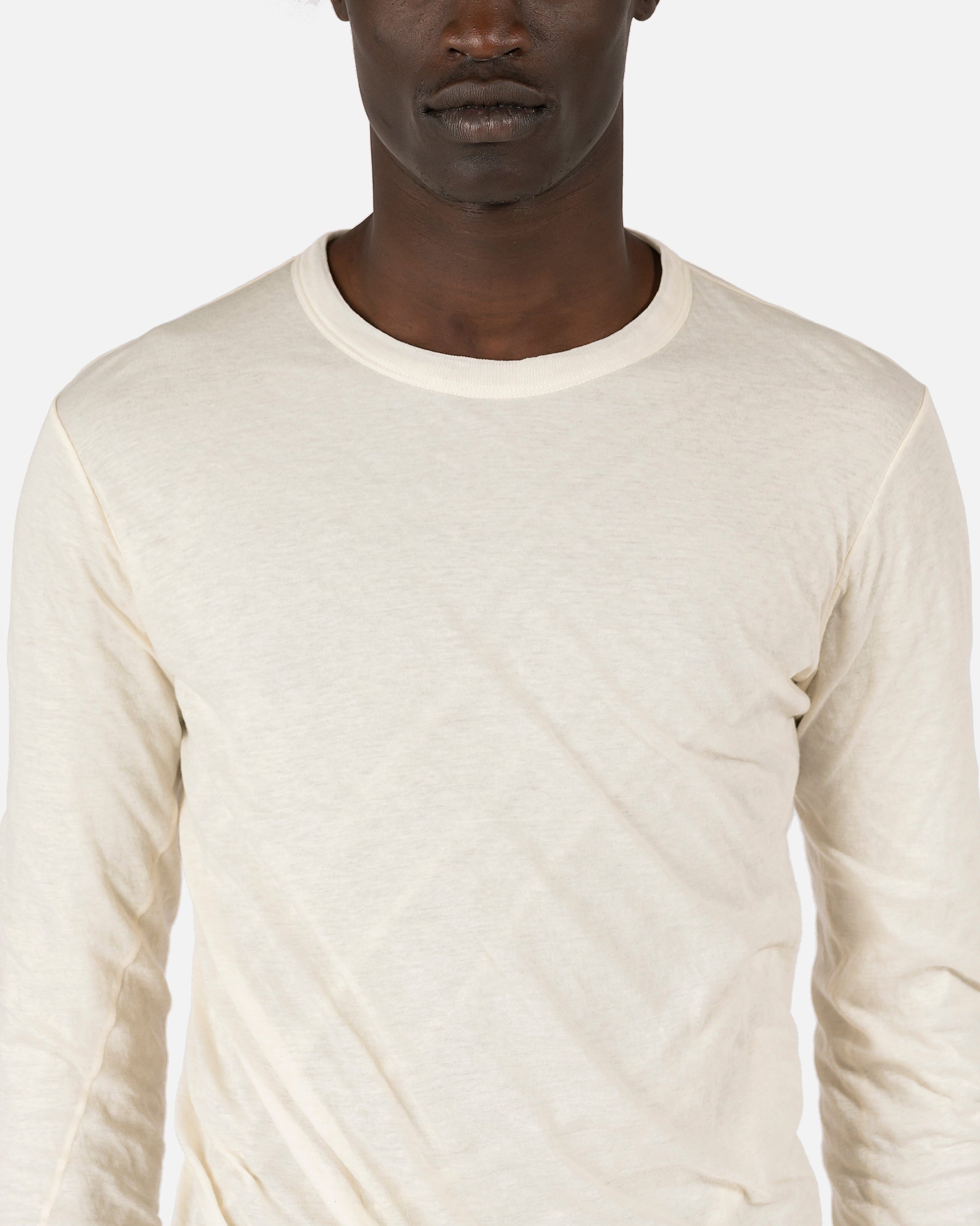 Rick Owens Men's T-Shirts Double Layer Longsleeve T-Shirt in Natural