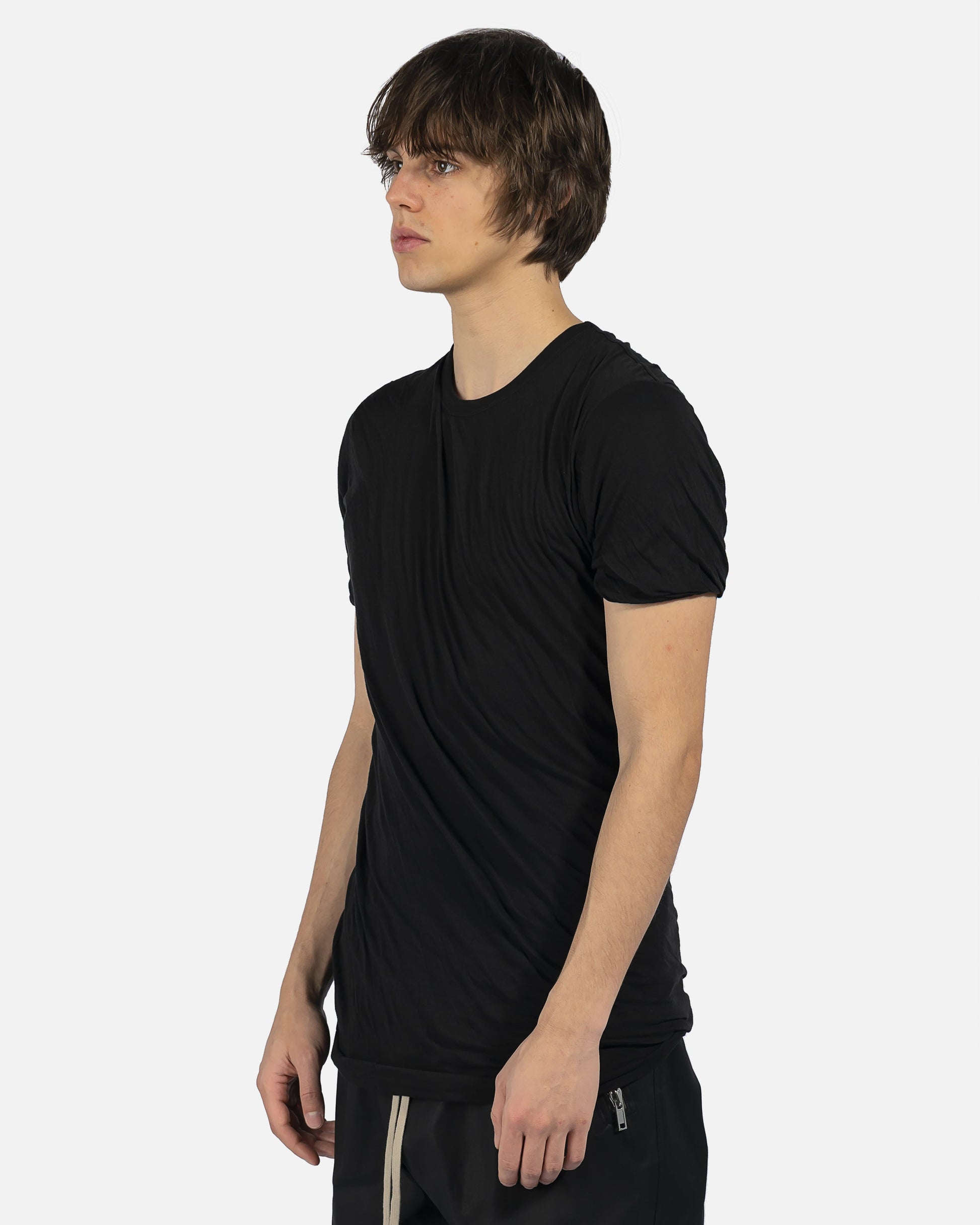 Rick Owens Men's T-Shirts Double Layer Shortsleeve T-Shirt in Black