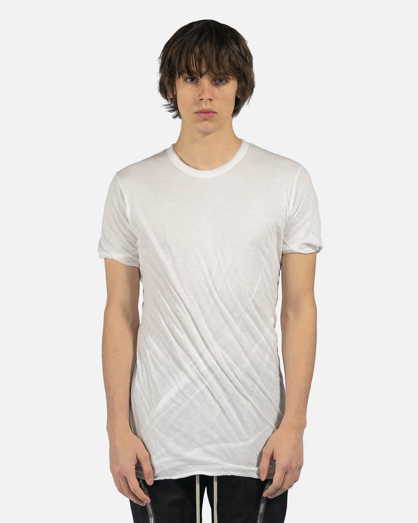 Rick Owens Men's T-Shirts Double Layer Shortsleeve T-Shirt in Milk