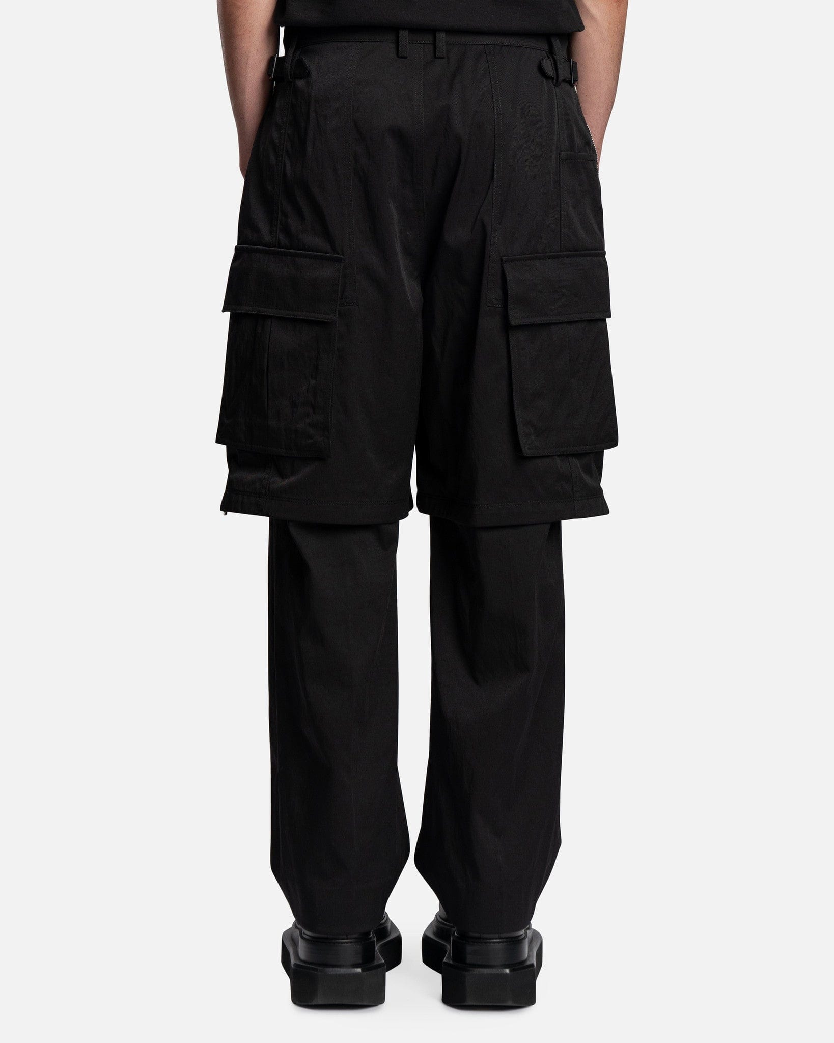 Juun.J Men's Pants Double Layered Twill Nylon Pants in Black