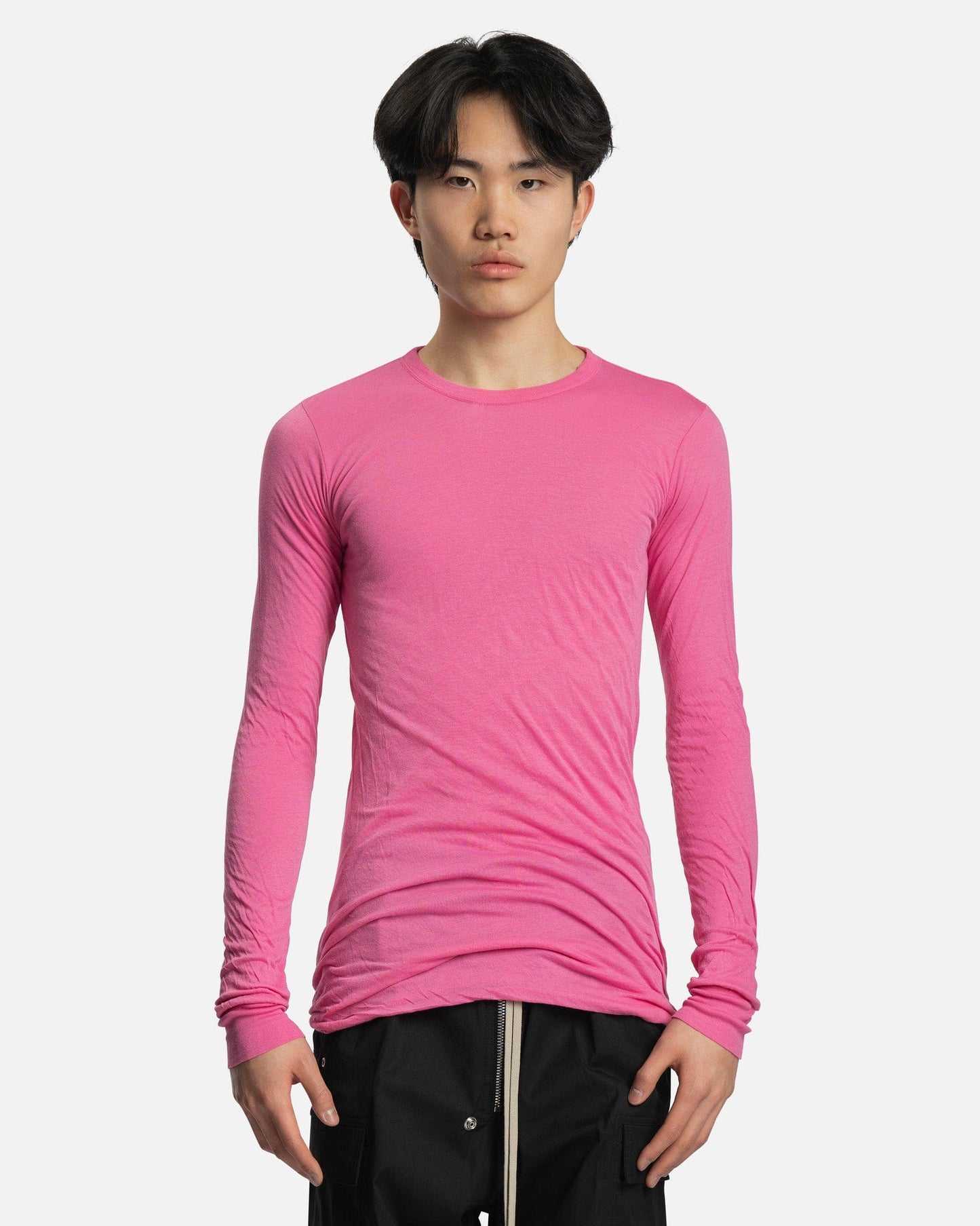 Rick Owens Men's T-Shirts Double LS T in Hot Pink