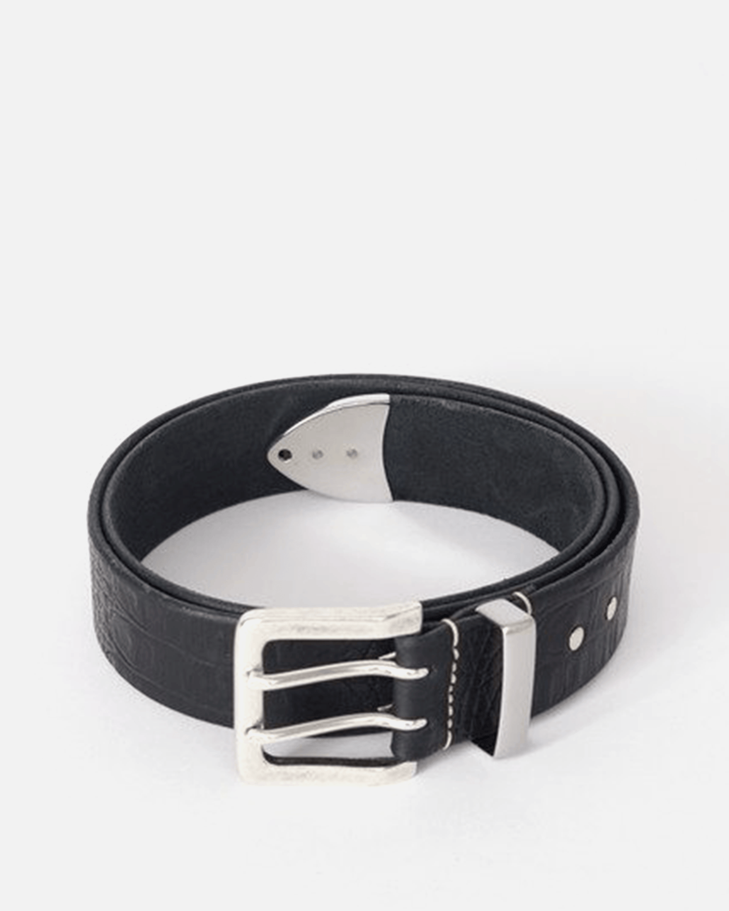 Double Tongue Belt in Black – SVRN Double Tongue Belt in Black – SVRN