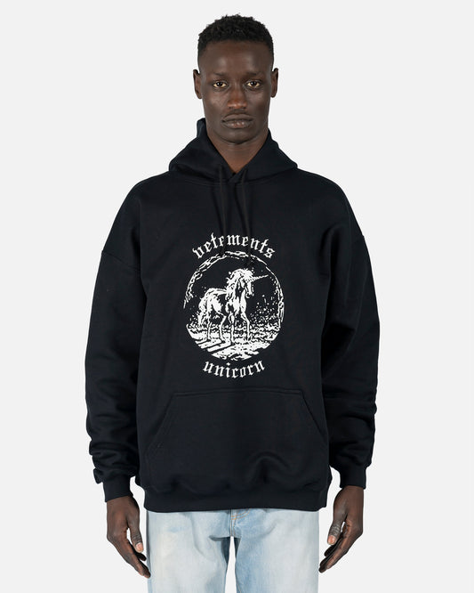 VETEMENTS Men's Sweatshirts Double Unicorn Hoodie in Black