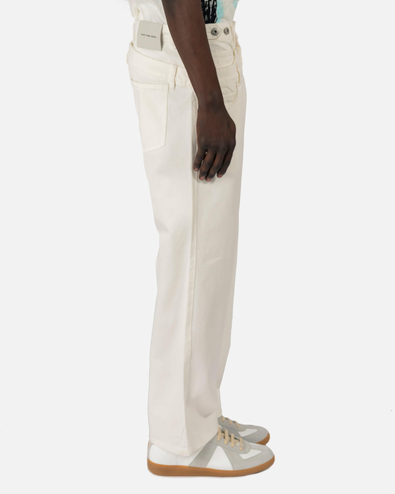 Feng Chen Wang Men's Jeans Double Waistband Jeans in White