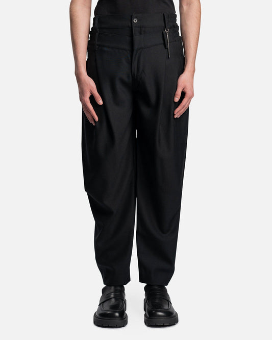 Feng Chen Wang Men's Pants Double Waistband Trousers in Black