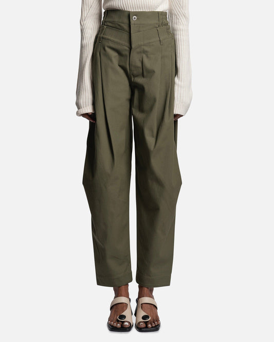 Feng Chen Wang women's pants Double Waistband Trousers in Green Stripe